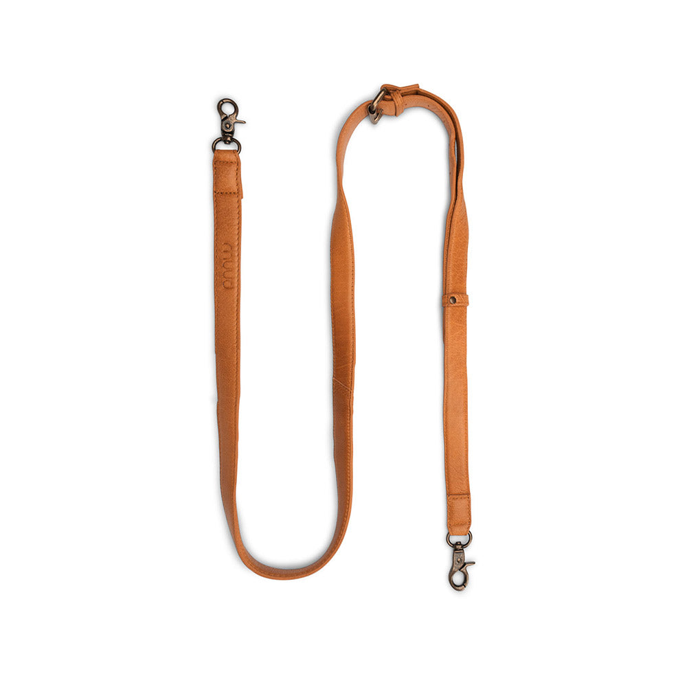 MUUD Caia Whisky - Handgemaakt leren tassen handvat 127-150 x 2 cm