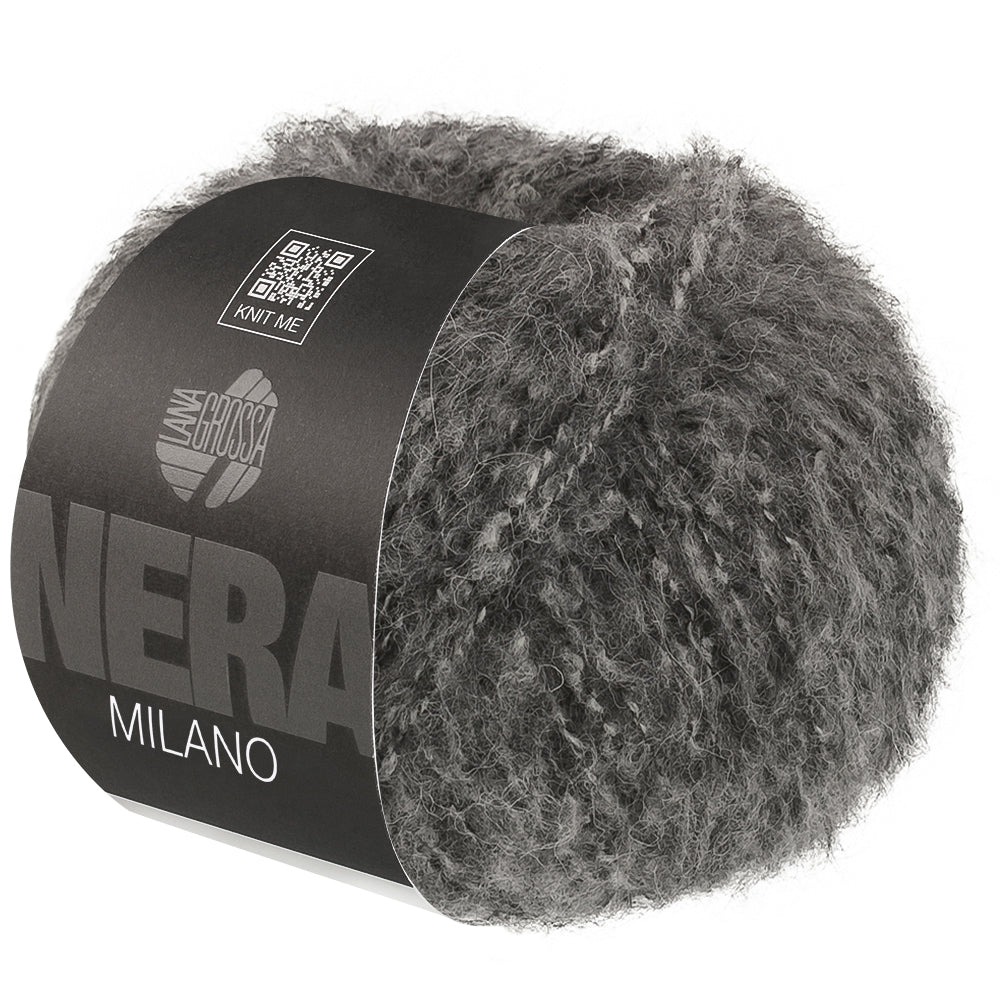 Lana Grossa Milano 002 Donkergrijs gemêleerd - bol garen in de kleur van voren
