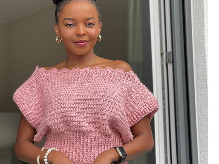 Durable Off Shoulder X-Steek Geribde Top in roze