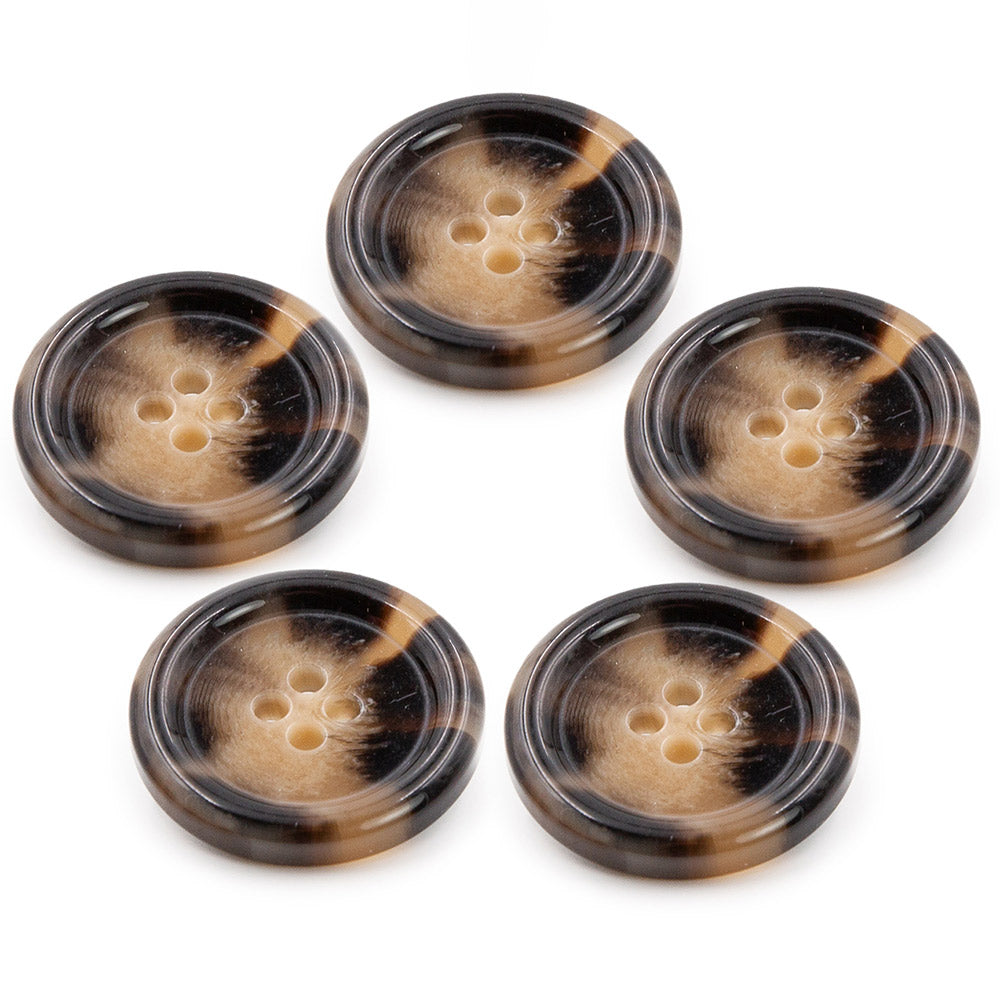 PPY Knopen Glanshoorn-Effect Set 5 Stuks 2170 Donkerbruin 20 mm 4-gaats knopen
