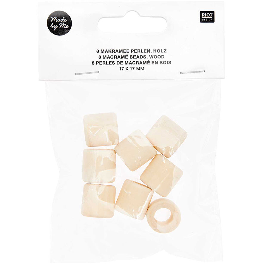 Rico Macramé Houten Kralen 17x17mm Natural - 8 stuks (2)