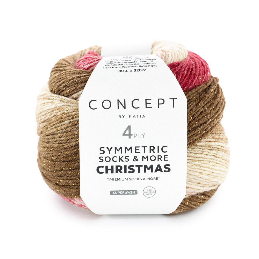 Katia Symmertric Socks & More - Christmas 201 Beige-Wit-Rood