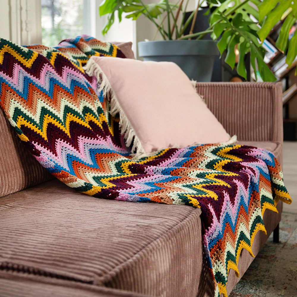10 Kleuren Zigzag Deken Haakpakket Nieuwe Kleuren - kleurrijke gehaakte deken met zigzagpatroon