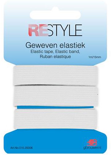Restyle Gewebtes Gummiband 15 mm x 1 meter 009 Weiß