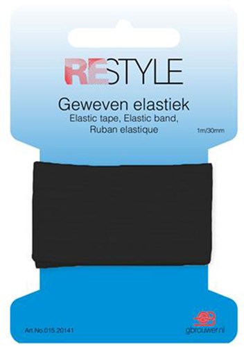 Restyle Gewebtes Gummiband 30 mm x 1 meter 000 Schwarz