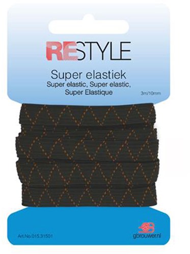 Restyle Super Gummiband 10 mm x 3 meter 000 Schwarz