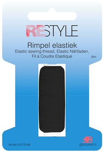 Restyle Kräusel Gummiband  20 meter 000 Schwarz