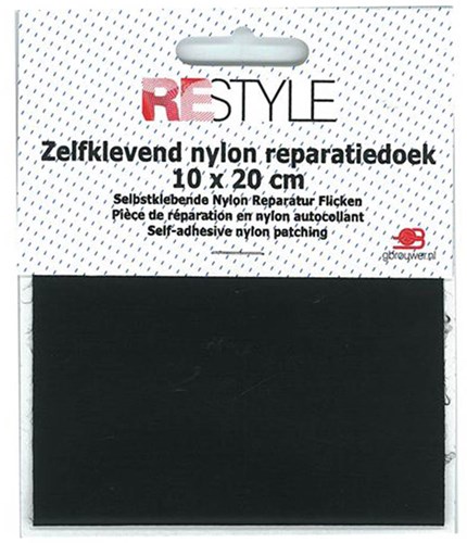 Restyle Reparatur Flicken  Nylon 10 cm x 20 cm Selbstklebend 000 Schwarz
