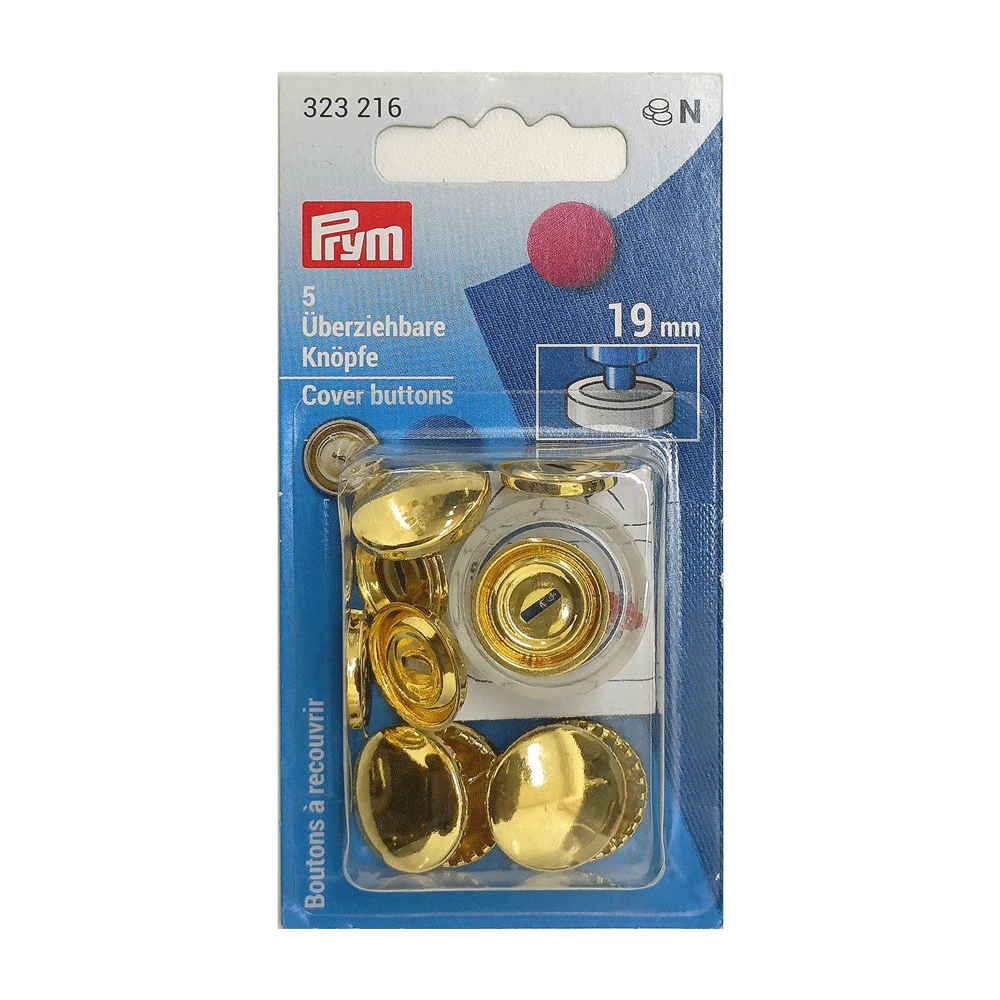 Prym Überziehbare Knöpfe mit Werkzeug Goldfarbig 19 mm