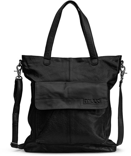 MUUD Arendal Schwarz - Handgefertigte Ledertasche für Bastelprojekte, 35 x 34 cm