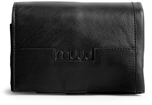 MUUD Stockholm Schwarz - Handgefertigte Ledertasche für austauschbare Stricknadeln 31 x 38 x 8 cm