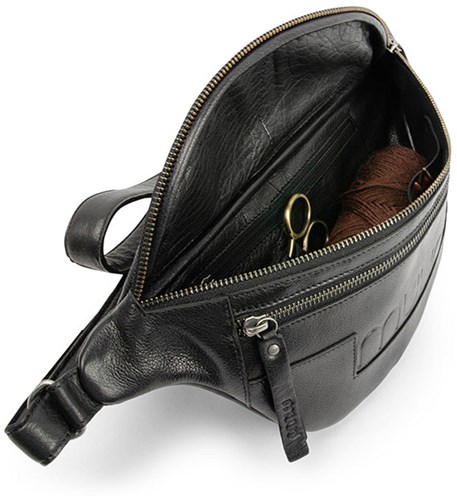 MUUD Vegas Black - Handgefertigte Ledergürteltasche 17x38cm