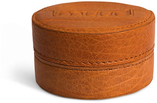 MUUD Emeli Whiskey - handgefertigter runder Würfel aus Leder für Nadeln, 4 x 8 cm