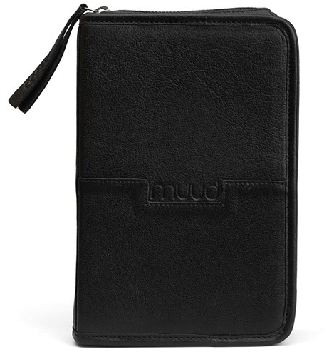 MUUD Effi Schwarz - Handgefertigter Bastelkoffer aus Leder, 22 x 15 x 6 cm