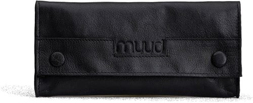 MUUD Liv Black - Handgefertigtes Lederetui für Nadeln, Stifte und Bleistifte 10x21cm