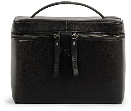 MUUD Lexi Black - Handgefertigte geräumige Basteltasche aus Leder Schwarz - 20 x 26 cm