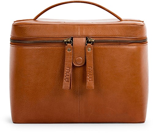 MUUD Lexi Whiskey - Handgefertigte geräumige Leder-Basteltasche Whiskey - 20 x 26 cm