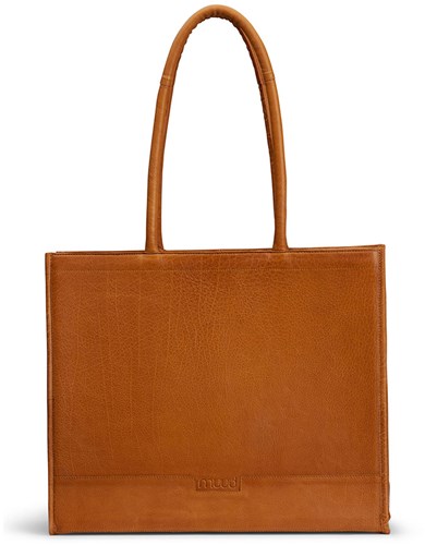 MUUD Bina XL Whiskey - Handgefertigter Leder-Shopper mit abnehmbarer Geldbörse, 35 x 43 x 18 cm