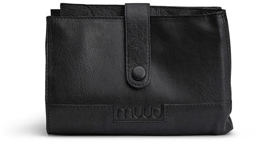MUUD Billie Etui Schwarz - Handgefertigter Bastelkoffer aus Leder C19x13cm - O27,5x38cm