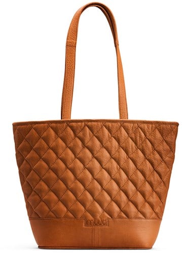 MUUD Betsy Whiskey - Handgefertigter exklusiver Leder-Shopper, 36 x 43 x 30 cm