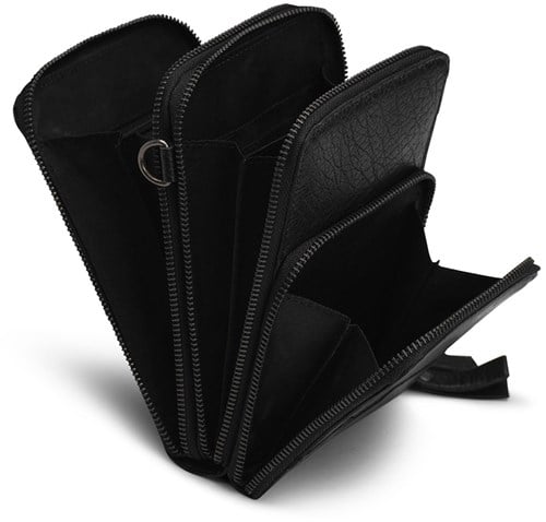 MUUD Dafne - Black Handgemaakt leren schoudertas 19 x 12 cm