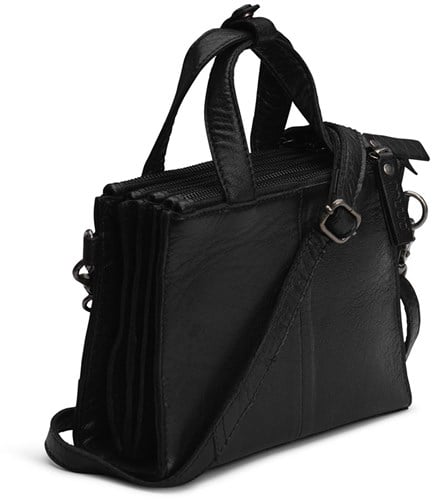 MUUD Dac - Schwarze handgefertigte Umhängetasche aus Leder, 20 x 14,5 cm-3