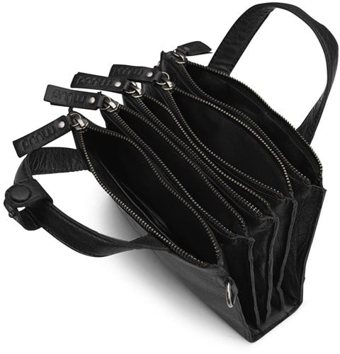 MUUD Dac - Black Handgemaakt leren schoudertas 20 x 14,5 cm