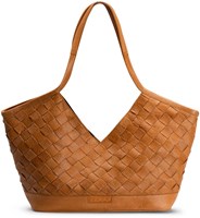MUUD Dosy - Whiskey Handgefertigte geflochtene Lederhandtasche 29 x 43 cm