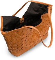 MUUD Dosy - Whiskey Handgemaakt leren gevlochten handtas 29 x 43 cm