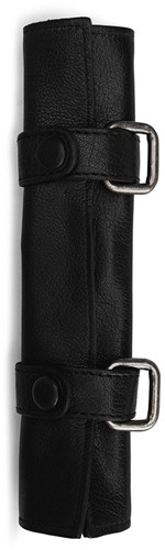 MUUD Carita E - Schwarze handgefertigte Ledertasche, klein, 21 x 12 cm