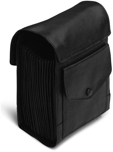 MUUD Betina XL - Black Handgemaakt leren etui 19 x 15 cm
