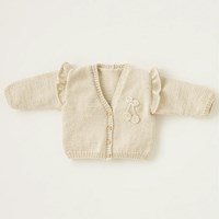 Phil Ecocoton Jacke mit V-Ausschnitt Strickpaket 0-3 Monate Ecru