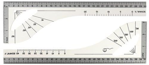 Restyle Schneiderlineal / Zeichenhaken 30 cm