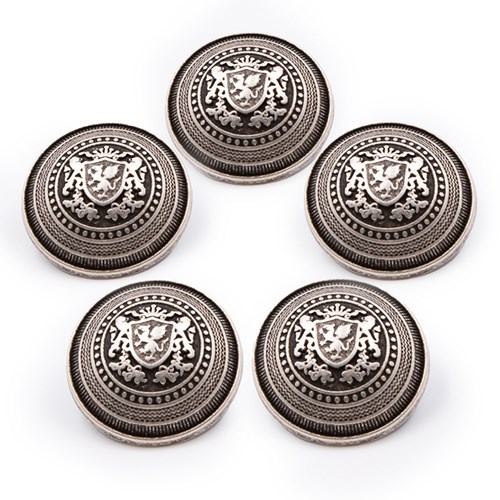 PPY Offiziersknöpfe 20 mm Altsilberfarbe 5 Stück