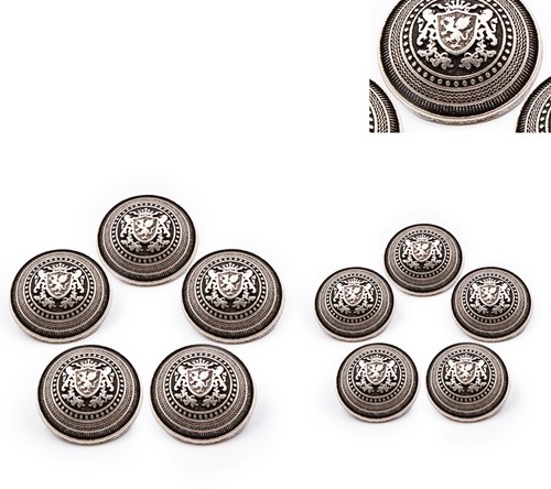 PPY Offiziersknöpfe 20 mm Altsilberfarbe 5 Stück-3