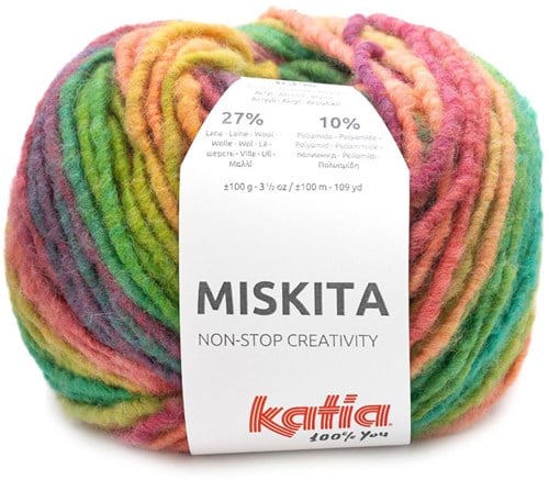 Katia Miskita 101 Grün-Senf-Orange-Dunkles Fuchsia