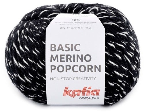Katia Basic Merino Popcorn 102 Schwarz-Weiß