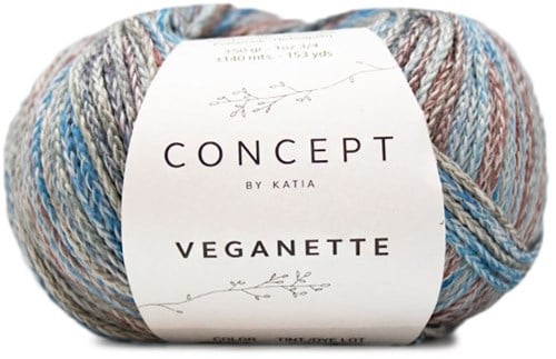 Katia Veganette 104 Wine Red / Stone Grey / Blue