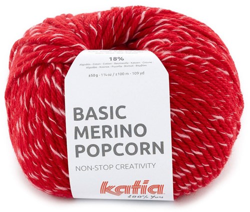 Katia Basic Merino Popcorn 109 Rot-Weiß