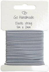 Go Handmade elastische Kordel, 5 m x 2 mm, Grau/Blau