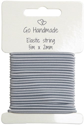 Go Handmade elastische Kordel, 5 m x 2 mm, Grau/Blau