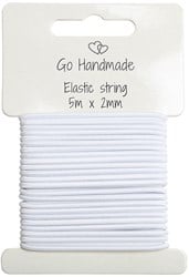 Go Handmade elastische Kordel, 5 m x 2 mm, Weiß