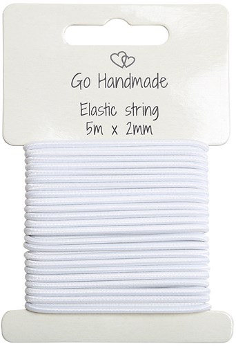 Go Handmade elastische Kordel, 5 m x 2 mm, Weiß
