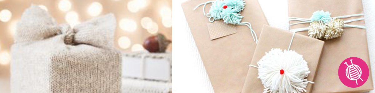 Weihnachtsgeschenke mit Wolle verpacken