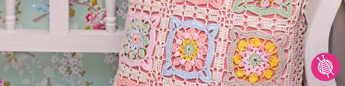 Frühlingssquare Kissen häkeln aus byClaire Cotton