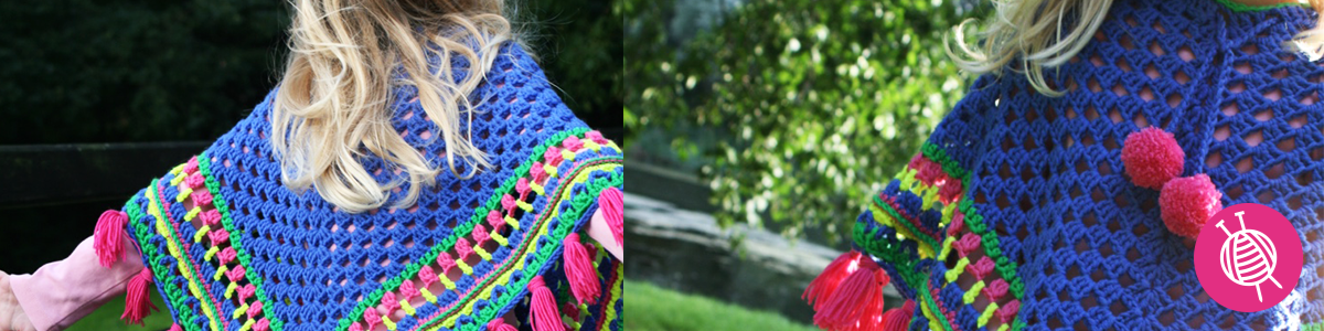 Farbenfrohen Kinderponcho häkeln