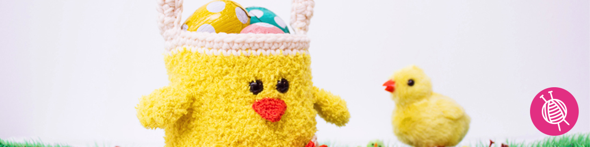 Gehäkeltes Osterkükenkörbchen - gratis Anleitung für Ostern