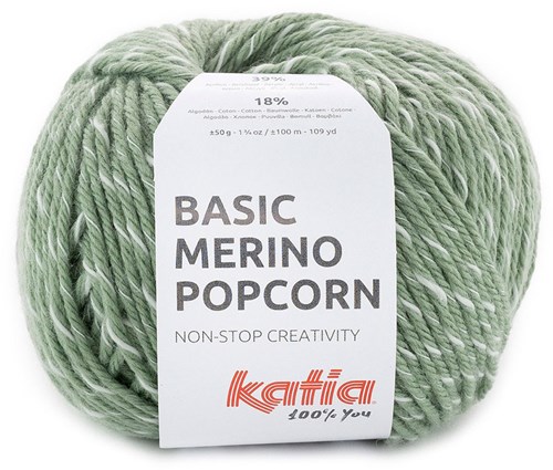 Katia Basic Merino Popcorn 108 Militärgrün-Weiß
