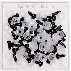 Go Handmade Sicherheitsaugen, schwarzes Sortiment, 25 Paar, 5 mm bis 8 mm