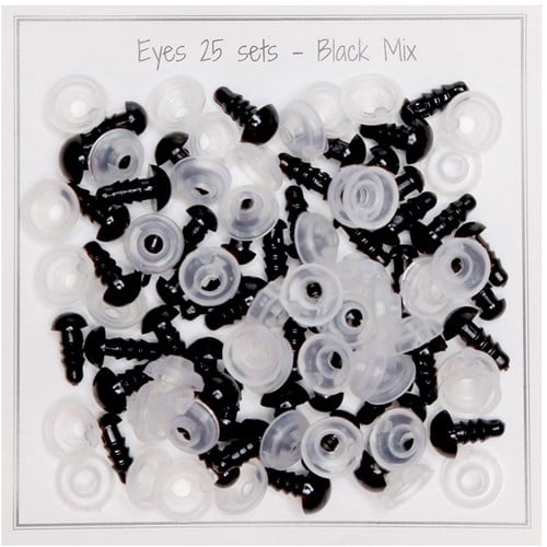 Go Handmade Sicherheitsaugen, schwarzes Sortiment, 25 Paar, 5 mm bis 8 mm